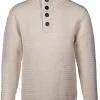 Off-white Schott NYC SW1614 wool military henley sweater with four-button stand collar