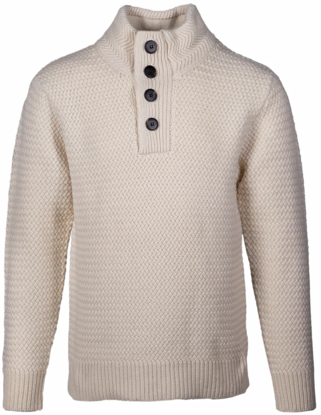 Off-white Schott NYC SW1614 wool military henley sweater with four-button stand collar