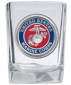 heritage pewter metalworks US Marines Corps square Shot glass 1.5 ounces