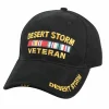 Rothco Deluxe Low Profile Desert Storm Veteran Cap in black with embroidered ribbon and lettering.