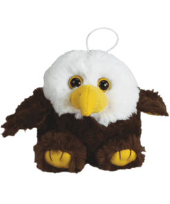 Image showing a small, round, fluffy, plushie of an eagle. colors - white, brown, and yellow. including a loop string coming out of the top of the head to allow hanging. 4" Old Abe Mini Plush Mascot