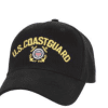 Black Coast Guard cap, U.S. Coast Guard in gold over branch emblem