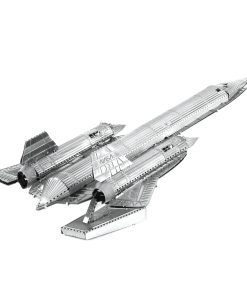 image of the SRT-71 Blackbird Metal Earth 3D Model Kit Fully Assembled and on a display stand