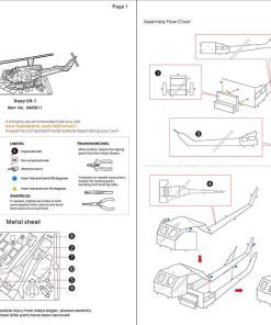 image example of the guide provided for the Metal Earth Huey Helicopter 3D Model Set which includes images and instructions on how to assemble the steel model