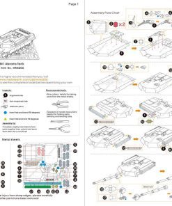example image of the provided guide for the Metal Earth M1 Abrams Tank 3D Model Kit which includes pictures and instructions on how to assemble the steel kit