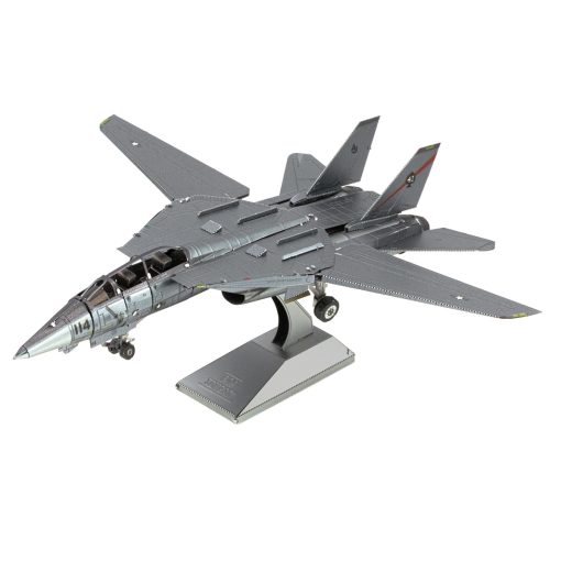 Image of the Metal Earth F-14 tomcat 3D Model Kit Fully assembled with a stand