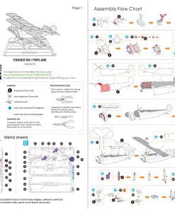 example image of the paper guide included with the Metal Earth Fokker DR.1 Triplane 3D Model Kit containing instructions and images on how to assemble the kit