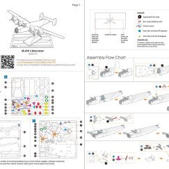 Example image of the paper guide included in the Metal Earth B-24 Liberator 3D Model Kit which includes images and instructions on how to assemble it
