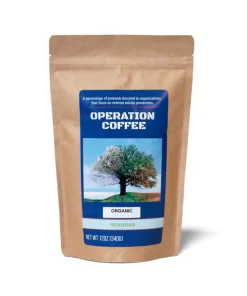 Front of bag of Seasons blend, from Operation Coffee, a Wisconsin veteran owned coffee company.