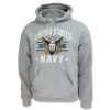 Gray US Navy Hoodie Classic Logo on the center of the chest with the text "united States" above it and the text " NAVY" below it