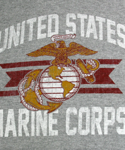 Close up of distressed Marine Corps graphic