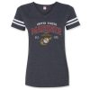 Women's Marines T Shirt, V Neck, sleeve stripes, EGA logo, United States Marines written above across chest