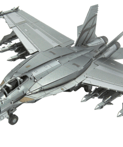 Metal Earth F/A 18 Super Hornet - example image of the FA18 super hornet 3d model metal earth kit fully assembled (completely steel silver in color)
