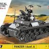 COBI Panzer I Ausf. A Tank - dark grey german tank. The set includes a figure of a German tank commander armed with a Parabellum pistol.