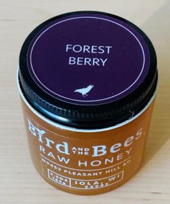 6.5 ounce glass jar of raw honey by Bird and the Bees Apiary. This is an early season honey that is full of berry flavor, with a hint of tartness. It is comprised of black berry, raspberry and other wild berry nectars.