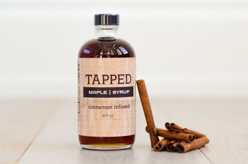 8 Ounce Glass Bottle of Cinnamon infused Maple Syrup by Tapped.
