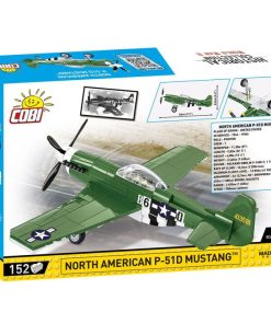 Back of the box for the COBI P-51D Mustang plane brick set