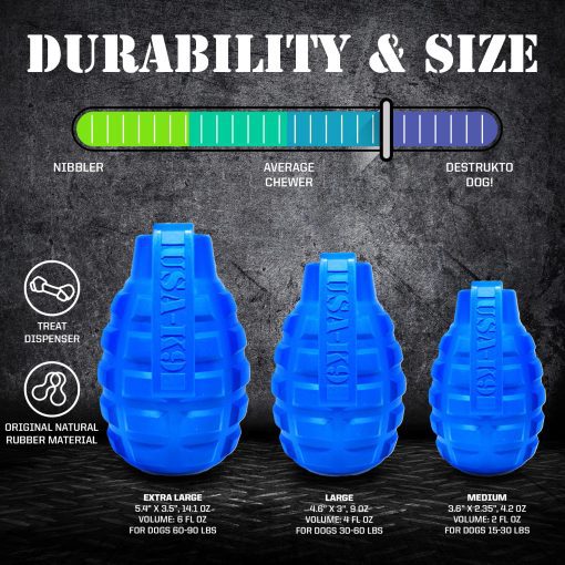 image showing the varying sizes and durability levels for the soda pup grenade toys