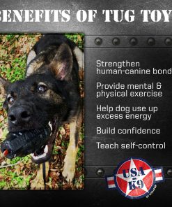 Image listing of the benefits of the grenade tug toy