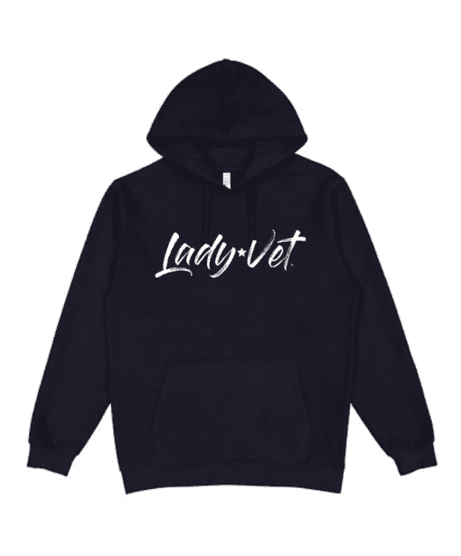 Lady Vet Pullover Hoodie in Navy Blue Front View