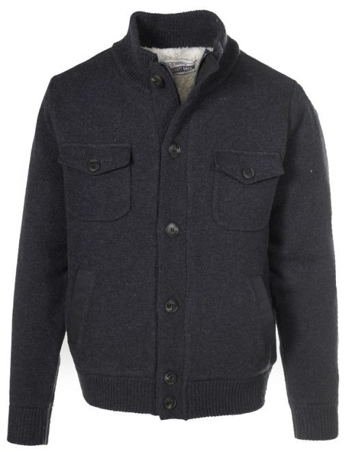 Schott Wool Blend Military Sweater Jacket Style 2144 in Color Black