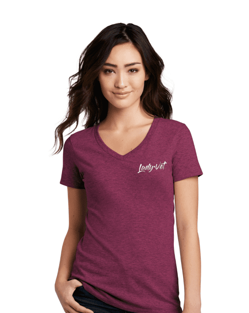 Women Belong Veteran T in Raspberry Red front view