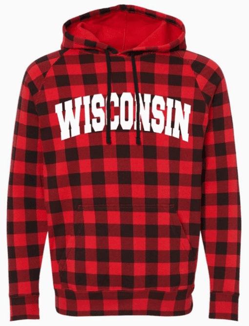 Wisconsin Hooded Sweatshirt in Buffalo Plaid