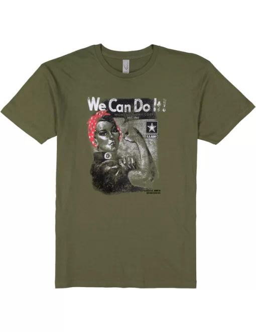 Rosie The Riveter Army T front of shirt