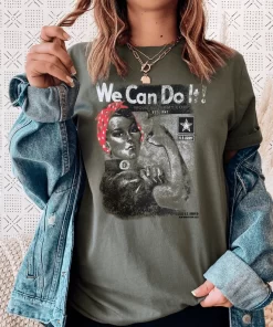 Rosie The Riveter Army T on an adult female model