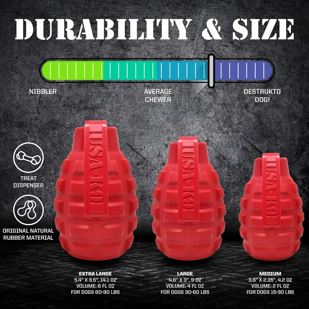 Red K9 Grenade Chew Toy - Large - Image 3