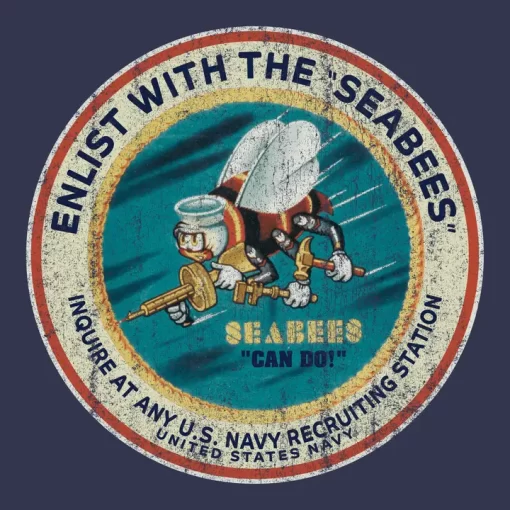 Back of the Navy Seabees T-Shirt Close Up