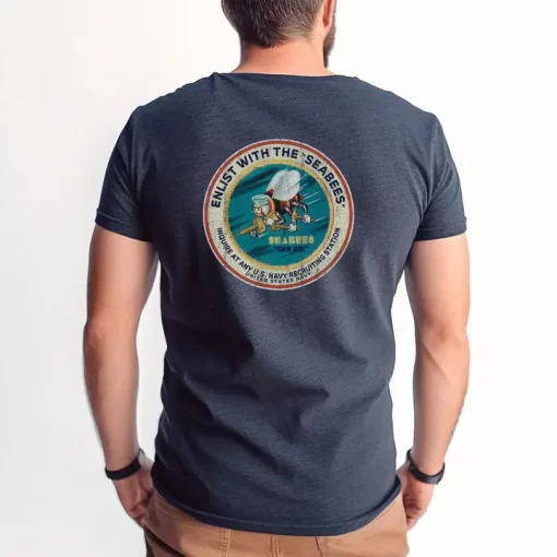 Back of the Navy Seabees T-Shirt on a male model