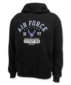US Air Force Distressed "Fly Fight Win" black hoodie
