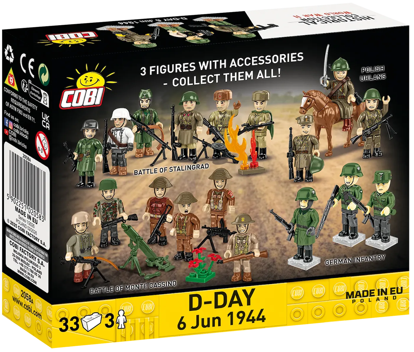 COBI D-Day | 3 US Soldier Figures #2058A - Image 2