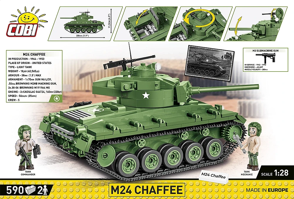 COBI M24 Chaffee #2543 Block Set - Image 2