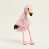 Warmies pink flamingo plush stuffed animal toy standing against a plain white background.