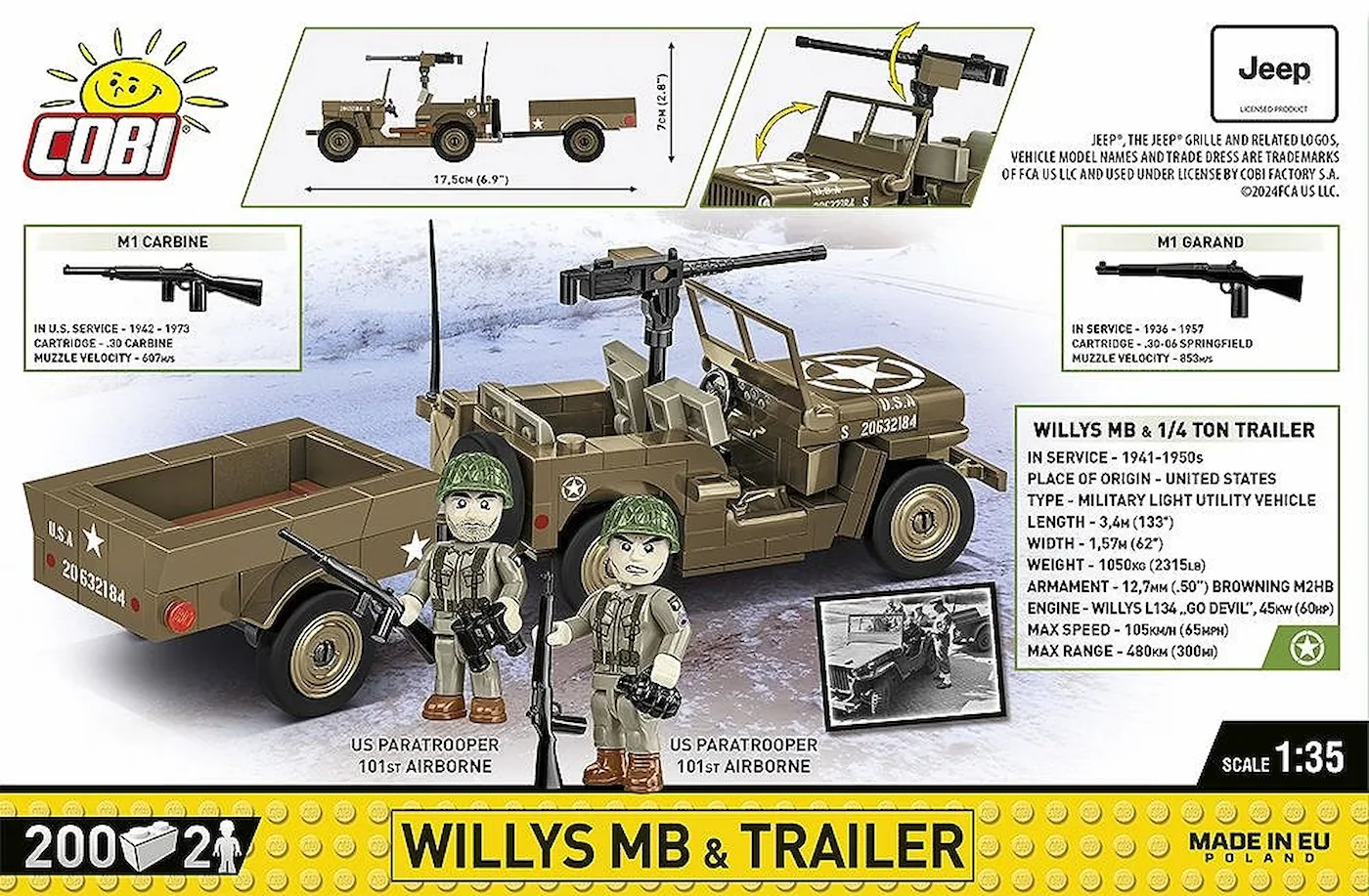 COBI Willys MB & Trailer #3132 Block Set - Image 2