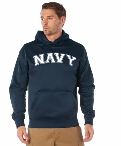 Navy Embroidered Pullover Hoodie