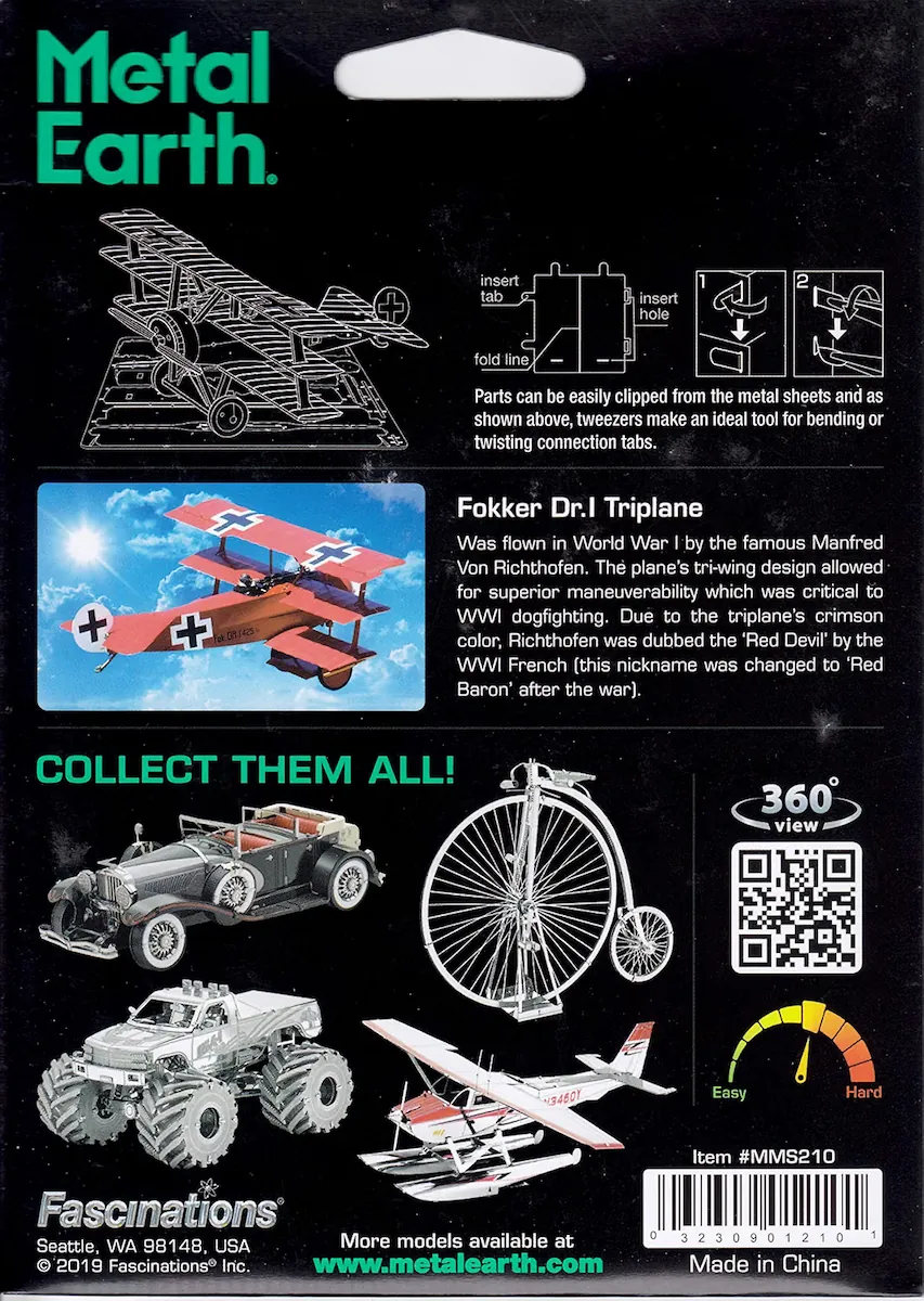 Metal Earth Fokker Dr.I Triplane | 3D Metal Model Kit - Image 3