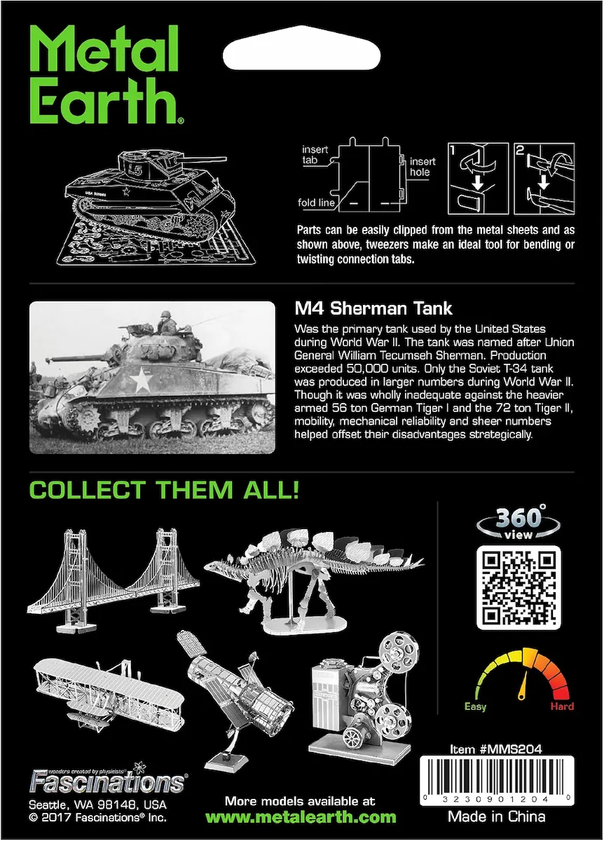 Metal Earth M4 Sherman Tank | 3D Metal Model Kit - Image 3