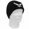 Black Rothco knit watch cap with USAF wings embroidered in white