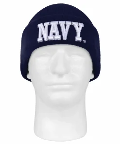 Navy Rothco knit watch cap with NAVY embroidered in white